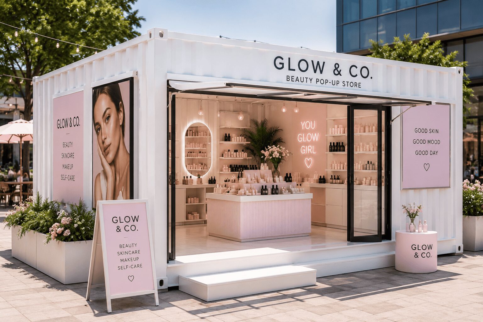 container beauty and cosmetic store design