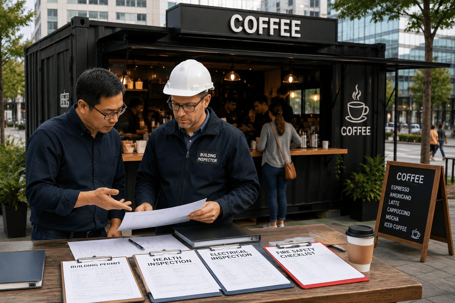 container coffee shop permits