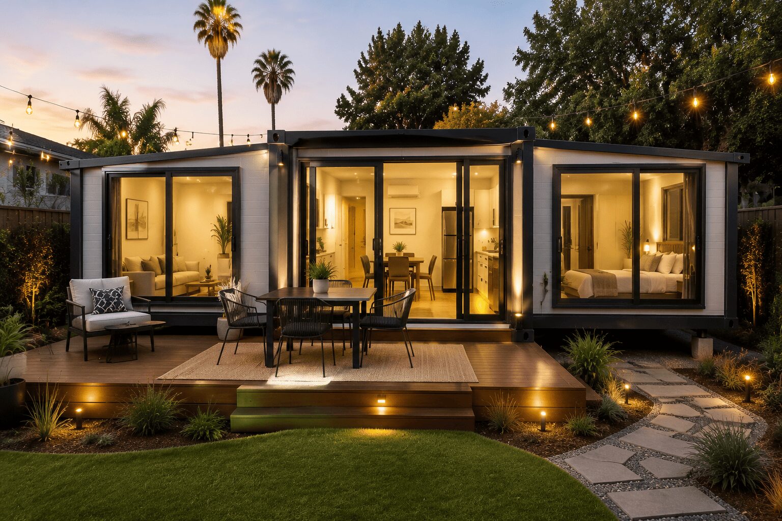 40ft expandable container house Airbnb backyard rental project