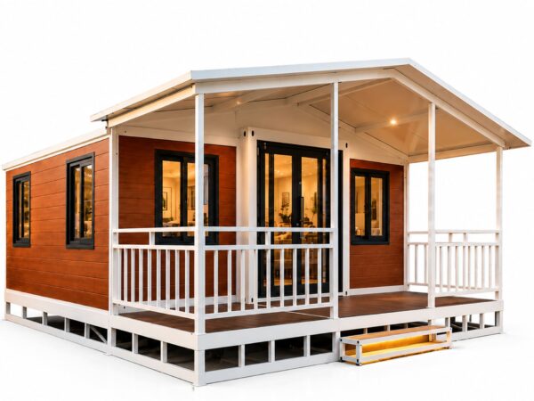 20ft outdoor living expandable container house with deck and canopy
