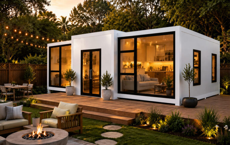 20ft expandable container house backyard Airbnb