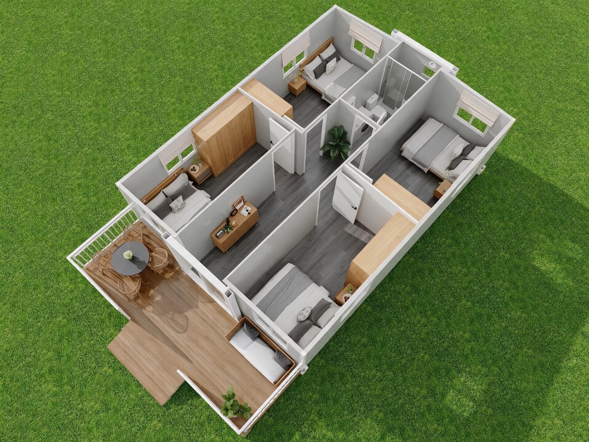 40ft container airbnb layout