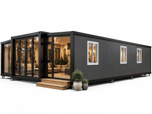 40ft expandable container house for backyard Airbnb rental with glass walls